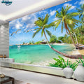 beibehang Custom Large Wallpapers Hawaiian Summer Coconut Tree Mediterranean Sea Landscape TV Wall Background