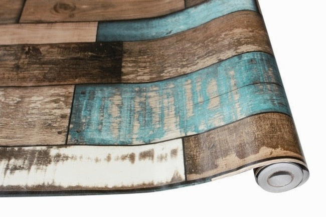 6m/Roll 0.45m Width Vintage Wood 3D Self-Adhesive Wall Paper Rolls Mural Contact Paper for Living Room Kitchen Bathroom Home Decoration