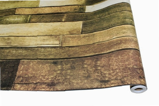 6m/Roll 0.45m Width Vintage Wood 3D Self-Adhesive Wall Paper Rolls Mural Contact Paper for Living Room Kitchen Bathroom Home Decoration