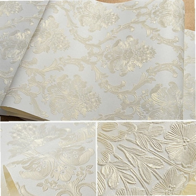 beibehang 53X300cm Damascus embossed European 3D self adhesive wall paper for bedroom living room walls decoration