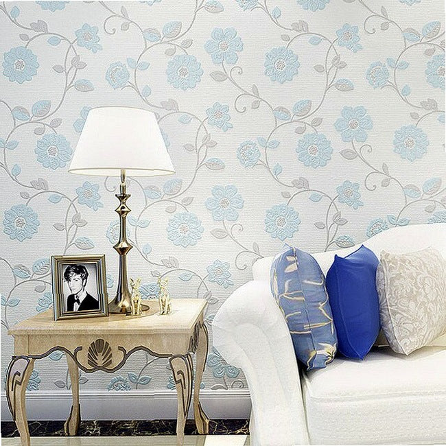 3D Non-woven Wallpaper 10 Meter Roll - Three-dimensional Romantic Pastoral Design for Bedroom Living Room TV Background Wall Decor