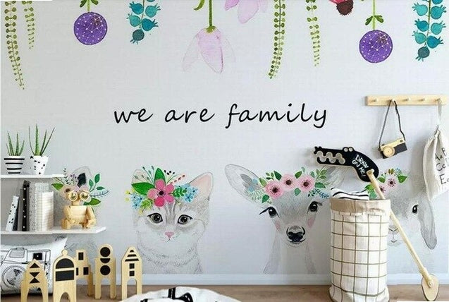 Custom beibehang 3d wallpaper hand-painted watercolor adorable cat dog pet animal children's room background papel de parede