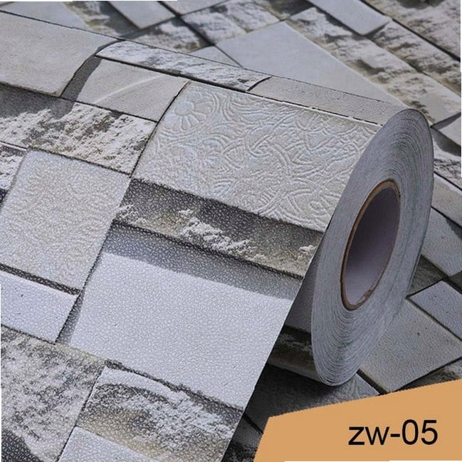 3D Vinyl Brick Pattern Wallpaper 0.4x3M Waterproof Wall Sticker Modern Home Decor for Kitchen Bathroom Living Room