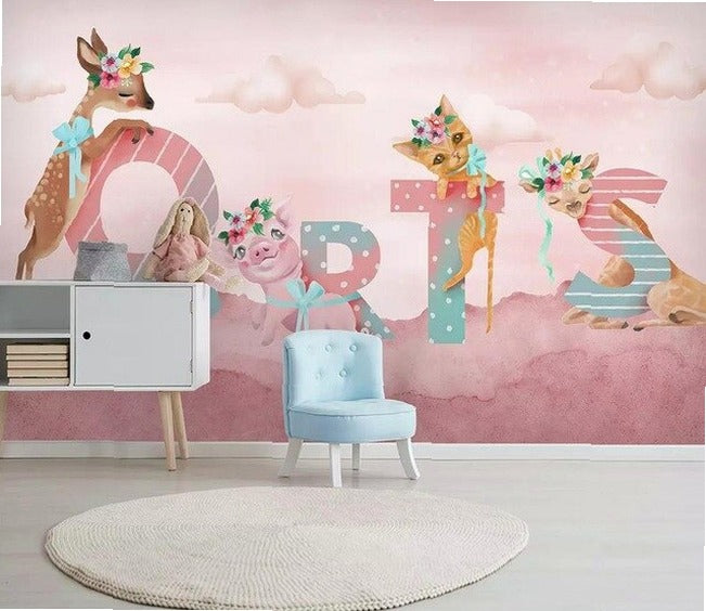 Custom beibehang 3d wallpaper hand-painted watercolor adorable cat dog pet animal children's room background papel de parede