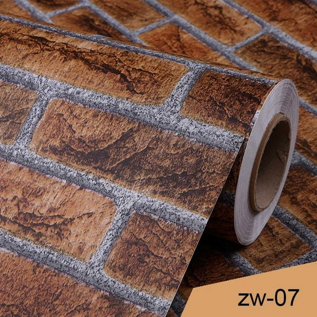 3D Vinyl Brick Pattern Wallpaper 0.4x3M Waterproof Wall Sticker Modern Home Decor for Kitchen Bathroom Living Room