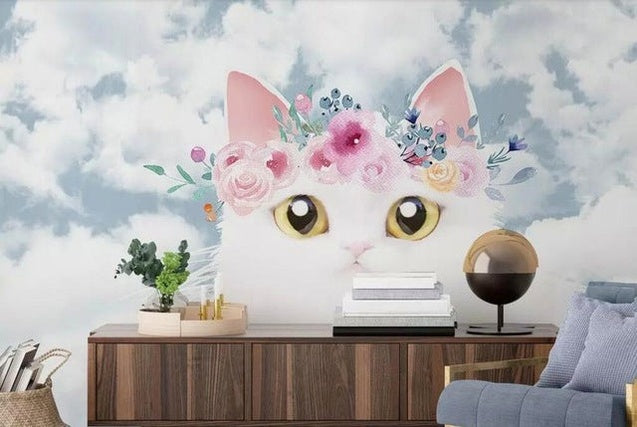 Custom beibehang 3d wallpaper hand-painted watercolor adorable cat dog pet animal children's room background papel de parede