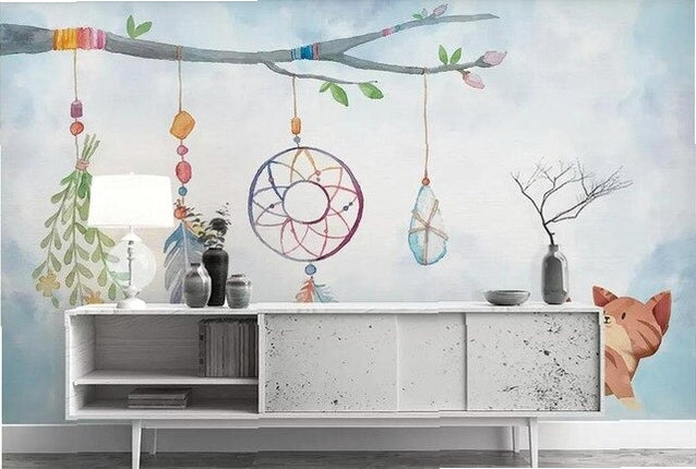 Custom beibehang 3d wallpaper hand-painted watercolor adorable cat dog pet animal children's room background papel de parede