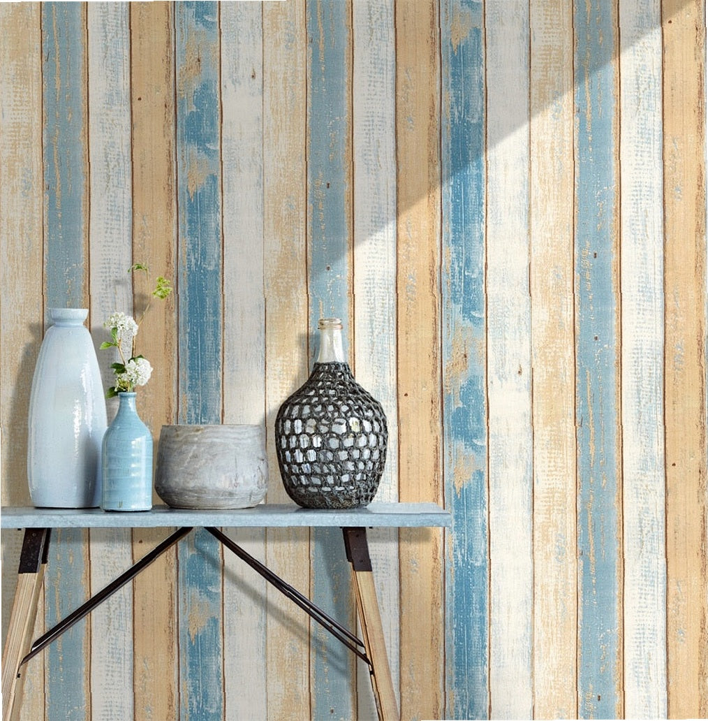 6m/Roll 0.45m Width Vintage Wood 3D Self-Adhesive Wall Paper Rolls Mural Contact Paper for Living Room Kitchen Bathroom Home Decoration