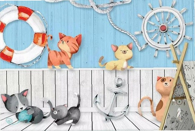 Custom beibehang 3d wallpaper hand-painted watercolor adorable cat dog pet animal children's room background papel de parede