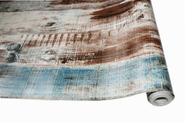 6m/Roll 0.45m Width Vintage Wood 3D Self-Adhesive Wall Paper Rolls Mural Contact Paper for Living Room Kitchen Bathroom Home Decoration